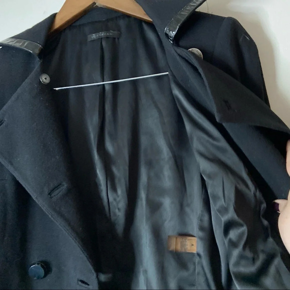 ELIE TAHARI Virgin Wool Leather Blazer Double Breasted Fall Jacket Size Small - Picture 5 of 14